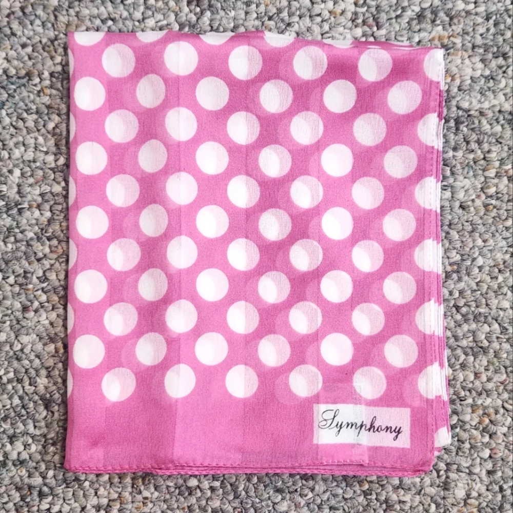 Symphony Scarfs Pink and White Polka Dot Scarf
